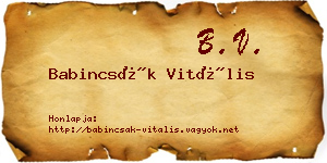 Babincsák Vitális névjegykártya